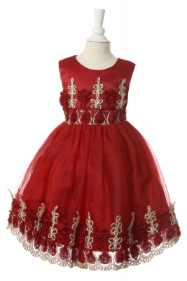 Girls Dress Style 10005 - Gorgeous Sleeveless Infant Dress with Floral Applique Details